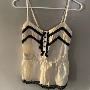 Yellow with black lace tank top